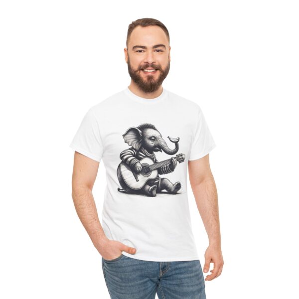 Cute Elephant Music Tee, Fun T-Shirt for Animal Lovers, Unisex Heavy Cotton Tee, for music lovers - Image 3