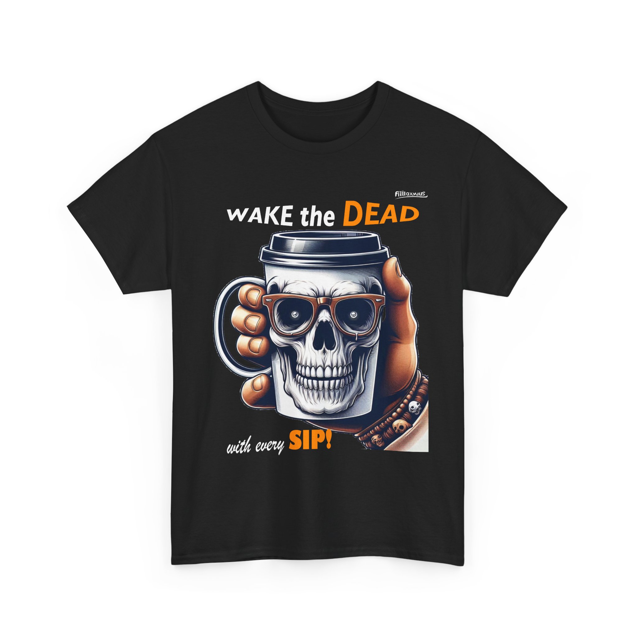 Wake the Dead Skull Tee, Spooky Coffee Shirt, Halloween Gift, Unisex Graphic Tee - Image 3
