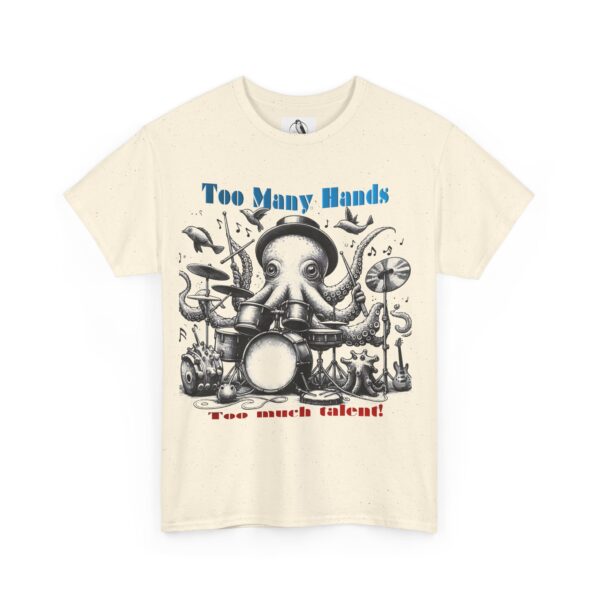 Octopus playing drums Graphic Unisex Heavy Cotton Tee, Nautical Shirt, Sea Creature Apparel - Image 9