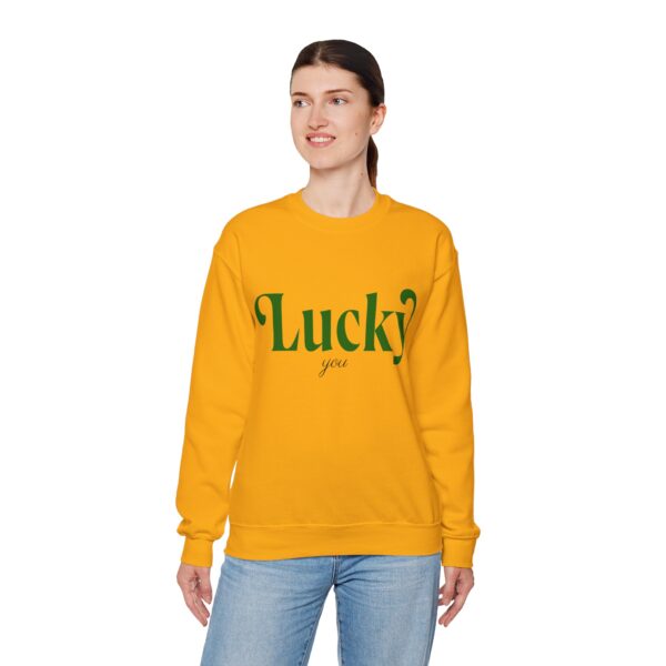 Lucky You Unisex Heavy Blend Crewneck Sweatshirt, for St. Patrick's Day, Charm Apparel, Graphic t-shirt - Image 7