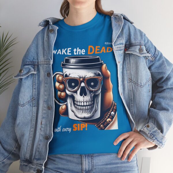 Wake the Dead Skull Tee, Spooky Coffee Shirt, Halloween Gift, Unisex Graphic Tee - Image 23