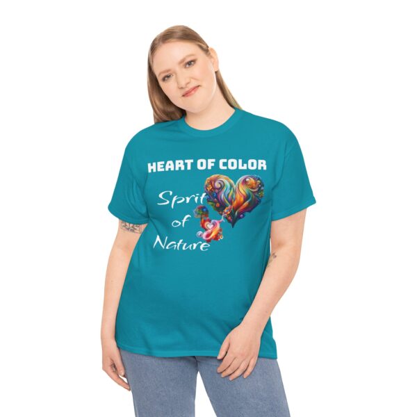 Heart of color spirit of nature Tee - Unisex Heavy Cotton Shirt, Earth Day Gift, Nature Lover Apparel, Colorful T-Shirt - Image 9
