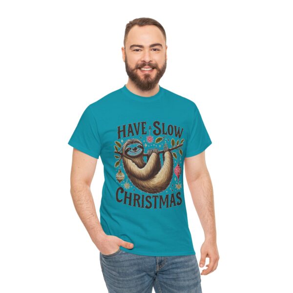 Sloth Christmas Tee - Have a Slow Christmas Shirt, Holiday Gift, Cozy Casual Wear, Animal Tee - Image 8