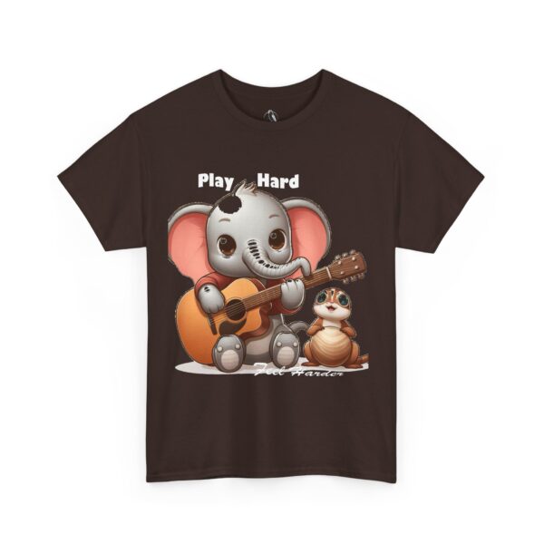 Playful Elephant Unisex Heavy Cotton Tee, Cute Animal Shirt, Fun Music Tee, Gift for Kids & Adults, Casual Wear, Play Hard - Image 3