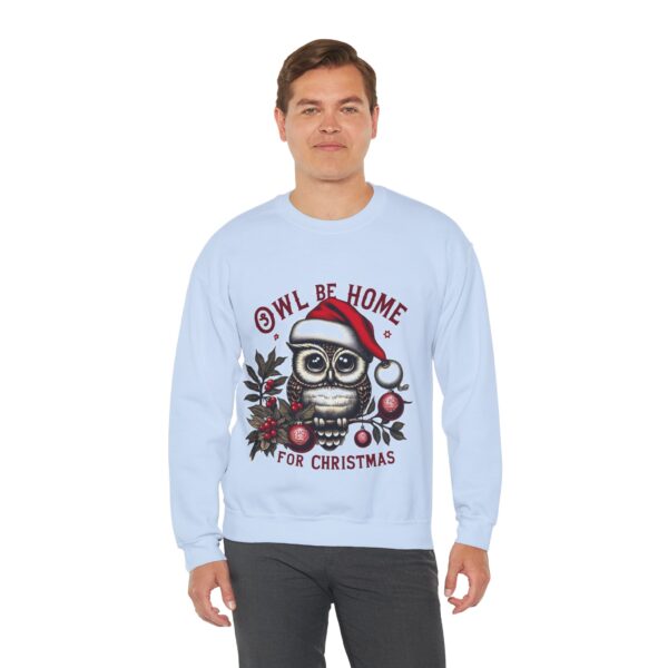Owl Be Home for Christmas Crewneck Sweatshirt, Cozy Holiday Sweatshirt, Unisex Christmas Crew