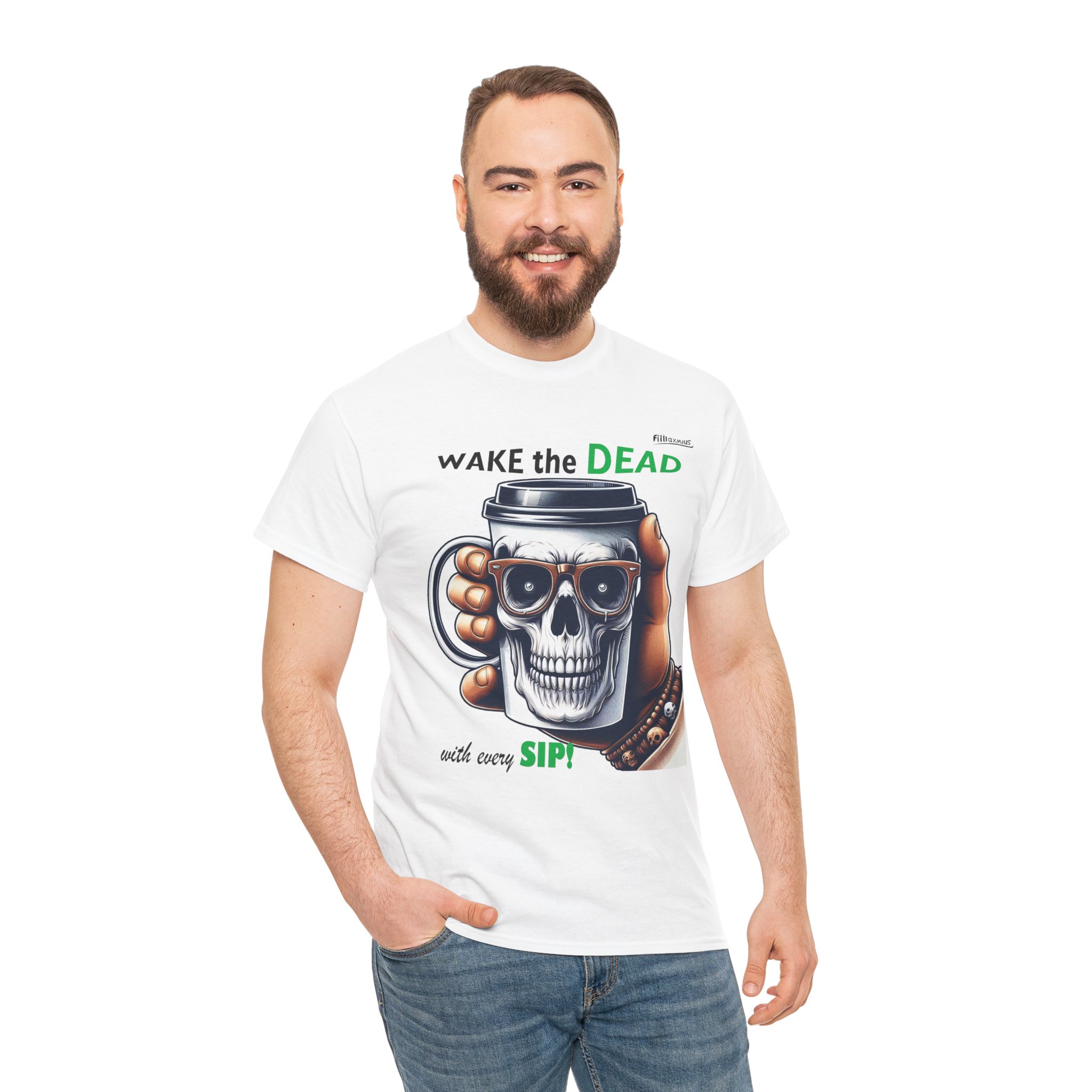 Wake the Dead Skull Tee, Spooky Coffee Shirt, Halloween Gift, Unisex Graphic Tee - Image 11