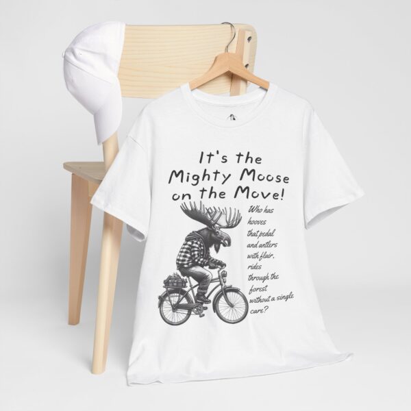 Mighty Moose Cycling Tee, Fun Unisex T-Shirt, Gift for Nature Lovers, Cool Animal Print Tee, Funny Moose Graphic Shirt