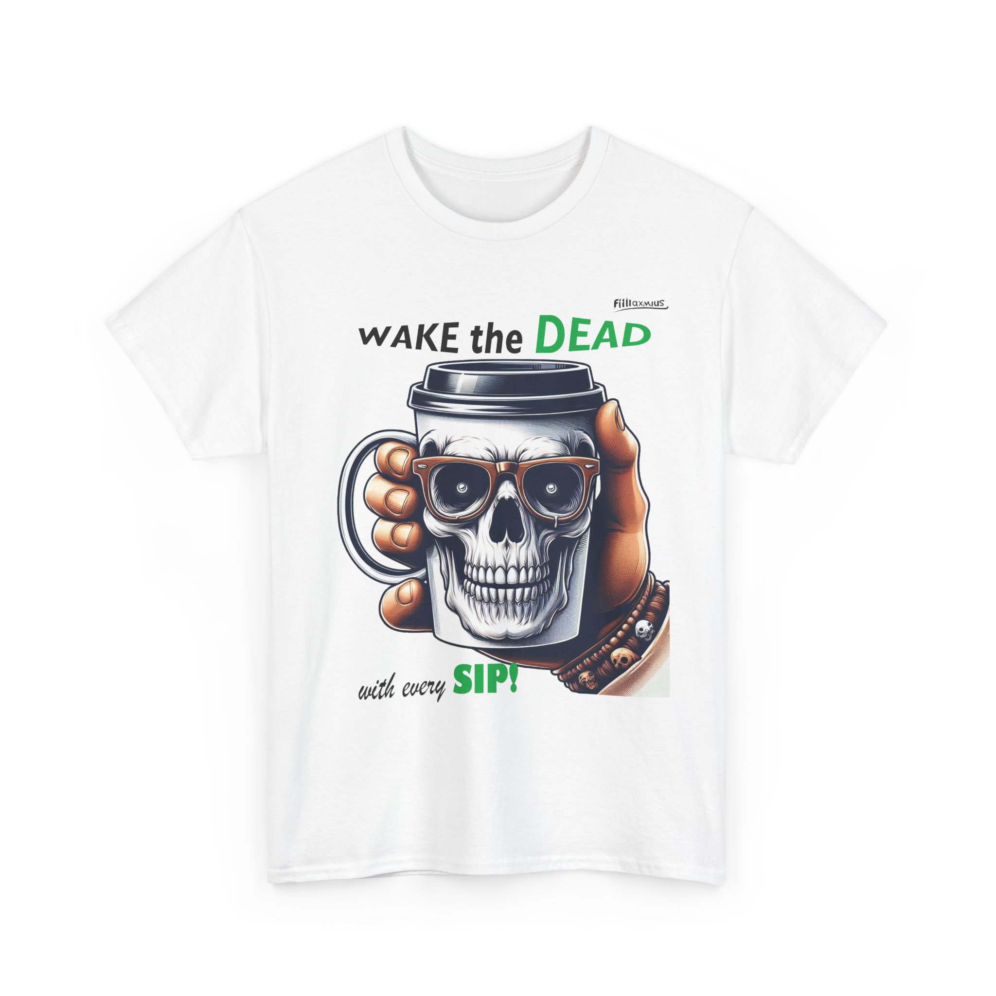 Wake the Dead Skull Tee, Spooky Coffee Shirt, Halloween Gift, Unisex Graphic Tee - Image 9