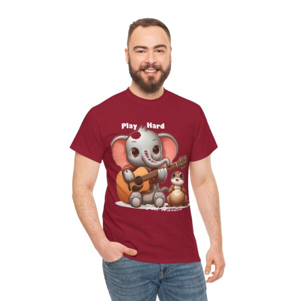 Playful Elephant Unisex Heavy Cotton Tee, Cute Animal Shirt, Fun Music Tee, Gift for Kids & Adults, Casual Wear, Play Hard - Image 9