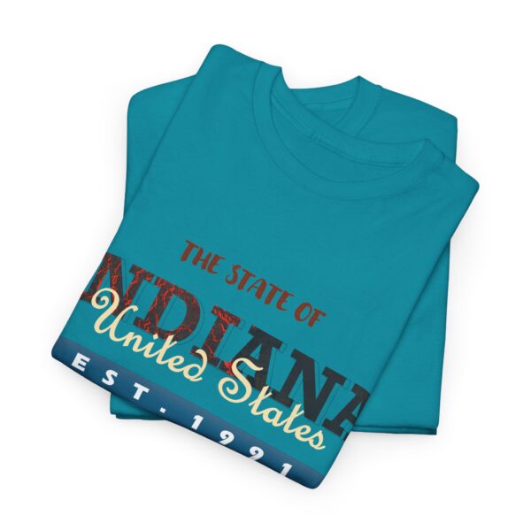 Indiana State Heavy Cotton Tee, Unisex Green T-Shirt for College, Gift, Travel, Vintage Style, Casual Wear - Image 10