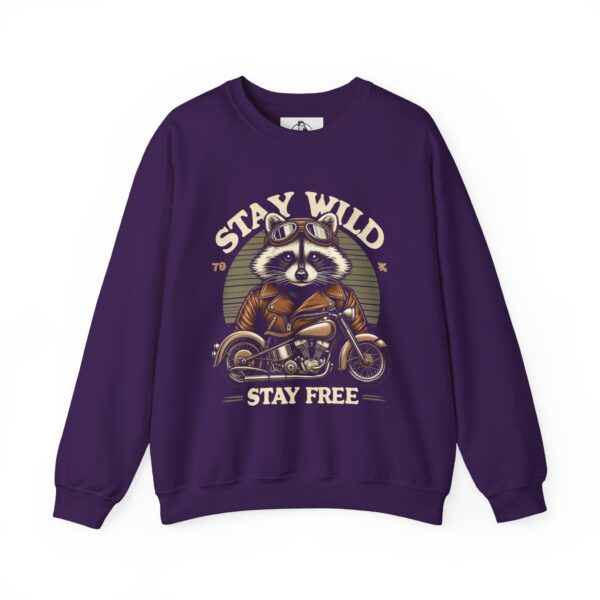 Stay Wild Raccoon Sweatshirt - Unisex Heavy Blend Crewneck, Perfect for Nature Lovers, Gift for Motorcycle Enthusiasts, Cozy Fashion - Image 6