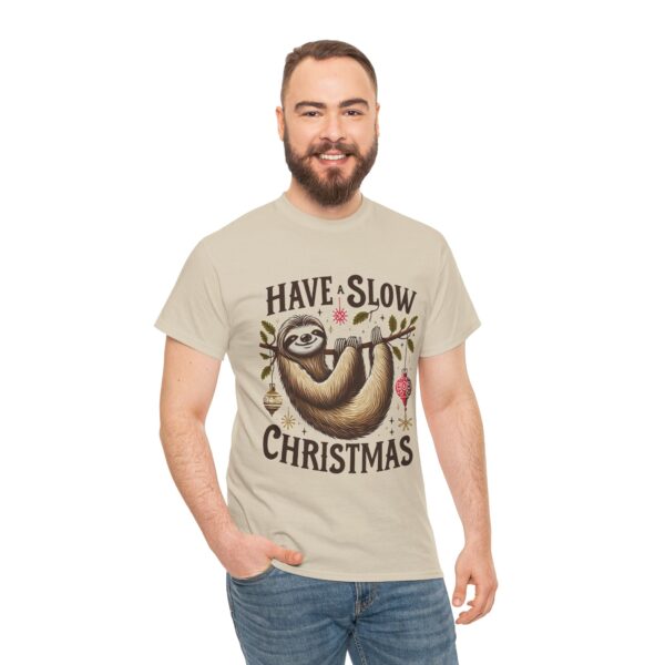 Sloth Christmas Tee - Have a Slow Christmas Shirt, Holiday Gift, Cozy Casual Wear, Animal Tee - Image 3