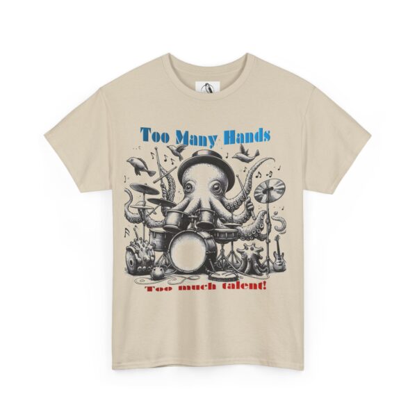 Octopus playing drums Graphic Unisex Heavy Cotton Tee, Nautical Shirt, Sea Creature Apparel - Image 3