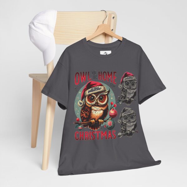 Owl Home for Christmas Tee, Cozy Winter Apparel, Holiday Gift for Owl Lovers, Cute Christmas Shirt - Image 9