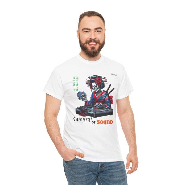 Samurai Geisha playing music Unisex Tee Shirt , Japanese Warrior T-Shirt, Samurai Gift, Geisha Tee, Samurai Warrior Shirt - Image 3