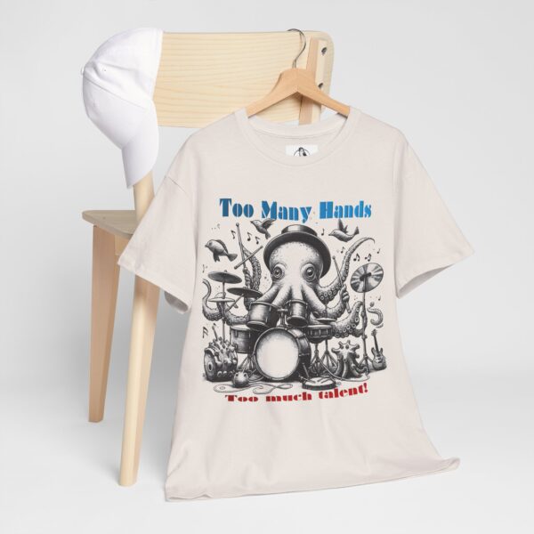 Octopus playing drums Graphic Unisex Heavy Cotton Tee, Nautical Shirt, Sea Creature Apparel - Image 5