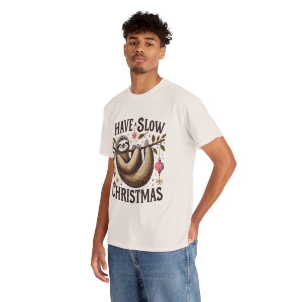 Sloth Christmas Tee - Have a Slow Christmas Shirt, Holiday Gift, Cozy Casual Wear, Animal Tee - Image 4