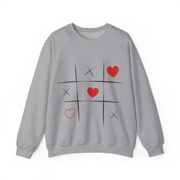 Tic Tac Toe Heart Sweatshirt, Valentines Day Gift, Kids Playful Sweat, Unisex Crewneck Pullover - Image 5