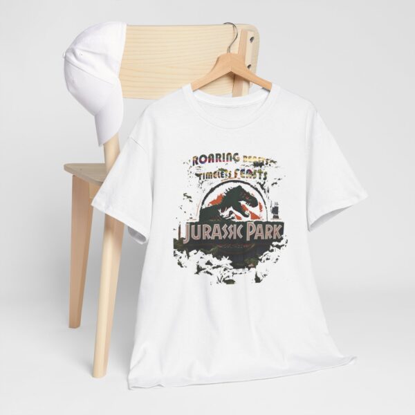 Jurassic Park Dinosaur Tee, Roaring Dino Shirt, Unisex Cotton T-Shirt, Gift for Paleontology Fans, Dinosaur Lover Tee - Image 2