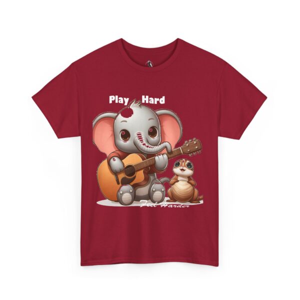 Playful Elephant Unisex Heavy Cotton Tee, Cute Animal Shirt, Fun Music Tee, Gift for Kids & Adults, Casual Wear, Play Hard - Image 8
