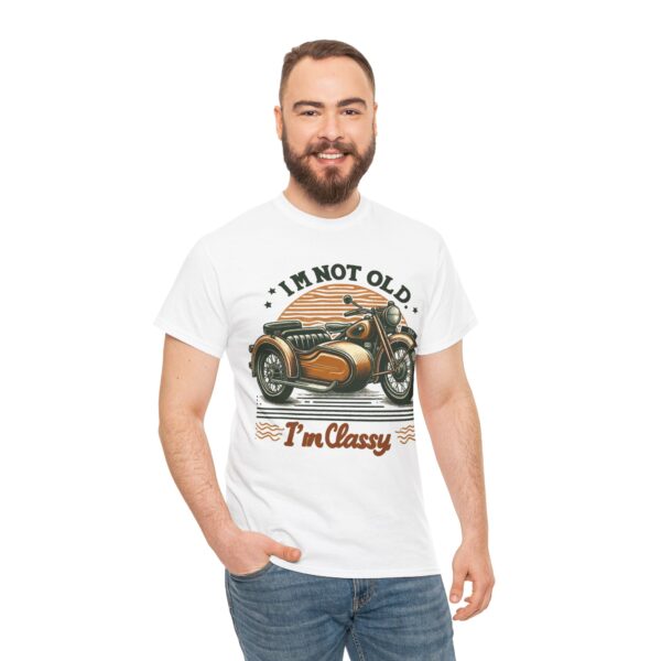 I'm Not Old I'm Classy Unisex Heavy Cotton Tee, Vintage Motorcycle Shirt, Funny Gift for Bikers, Birthday Tee, Retro Style Top - Image 7