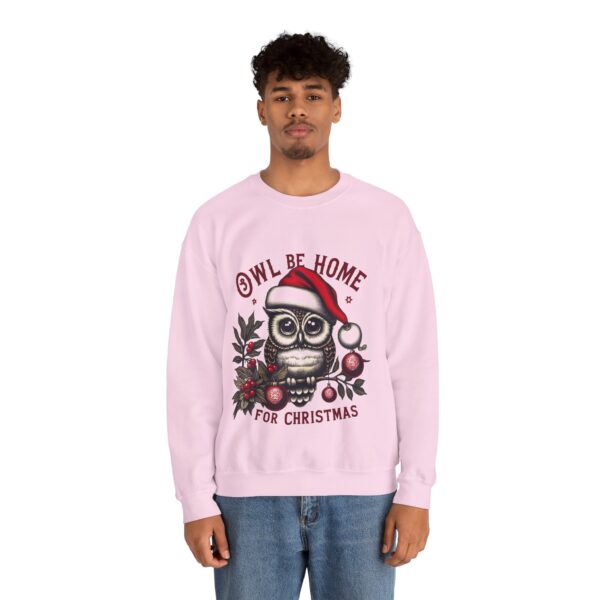 Owl Be Home for Christmas Crewneck Sweatshirt, Cozy Holiday Sweatshirt, Unisex Christmas Crew - Image 9