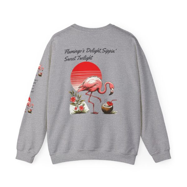Flamingo Crewneck Sweatshirt, Tropical Bird Cartoon Graphic Tee, Beach Clothes, Coconut Drink Top - Image 9