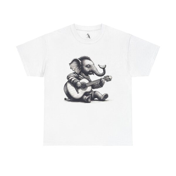 Cute Elephant Music Tee, Fun T-Shirt for Animal Lovers, Unisex Heavy Cotton Tee, for music lovers - Image 2