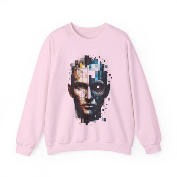Pixelated Face Crewneck Sweatshirt, Trendy Streetwear, Gift for Art Lovers, Unisex Apparel, Perfect for Everyday Wear - Image 9