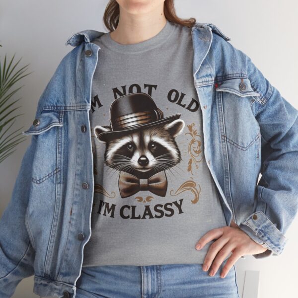 Classy Raccoon Unisex Heavy Cotton Tee - Funny Gift for Birthdays, Animal Lovers, Casual Wear, Vintage Style, Unique Graphic Tee - Image 6