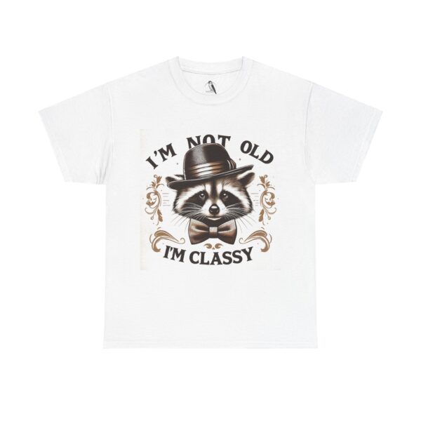 Classy Raccoon Unisex Heavy Cotton Tee - Funny Gift for Birthdays, Animal Lovers, Casual Wear, Vintage Style, Unique Graphic Tee - Image 8
