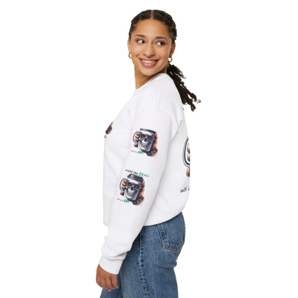Wake the Dead Sweatshirt - Unisex Heavy Blend Crewneck, Skull Design, Casual Wear, Coffee Lovers - Image 11