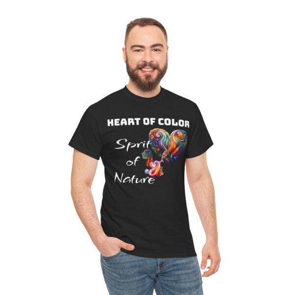 Heart of color spirit of nature Tee - Unisex Heavy Cotton Shirt, Earth Day Gift, Nature Lover Apparel, Colorful T-Shirt - Image 3