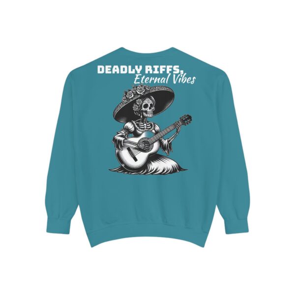 Deadly Riffs Sweatshirt, Skull Art Sweatshirt, Unique Unisex Sweatshirt, Music Lover Gift, Festival Apparel, Casual Wear - Image 8