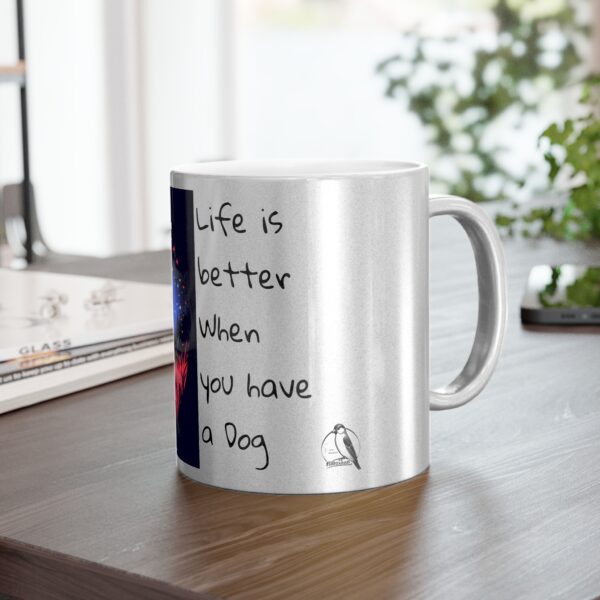 Mug, Dog Lover Gift, Metallic Mug, Silver and Gold Mug, Life is better with a dog, Gift for Dog Owners, Pet Lovers Mug - Image 4