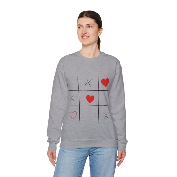 Tic Tac Toe Heart Sweatshirt, Valentines Day Gift, Kids Playful Sweat, Unisex Crewneck Pullover - Image 4