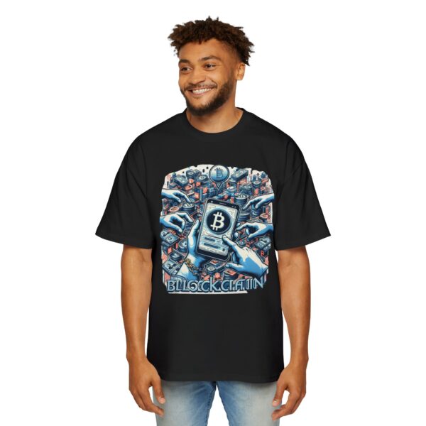 Bitcoin Block Chain Oversized Tee, Crypto Shirt, Gift for Men, Streetwear Fashion, Tech Enthusiast Apparel, Unique Graphic Tee - Image 2