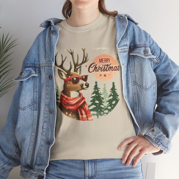 Merry Christmas Deer Tee, Unisex Heavy Cotton Tee, Holiday T-Shirt, Christmas Gift, Festive Apparel