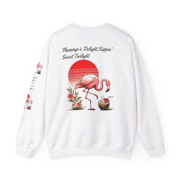 Flamingo Crewneck Sweatshirt, Tropical Bird Cartoon Graphic Tee, Beach Clothes, Coconut Drink Top - Image 4