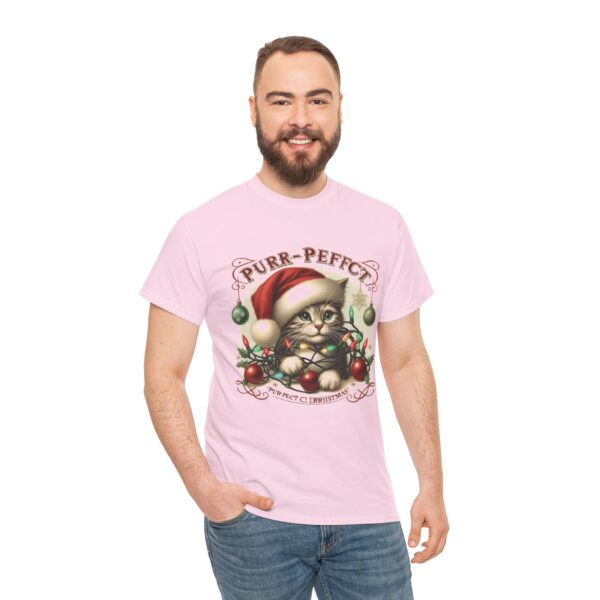 Purr-fect Christmas Cat Tee, Funny Holiday Shirt, Gift for Cat Lovers, Unisex Cotton T-Shirt - Image 3