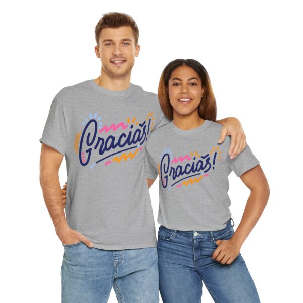 Colorful Gracias Unisex Heavy Cotton Tee, Vibrant Appreciation Shirt for Friends, Casual Wear, Fun Celebration - Image 3