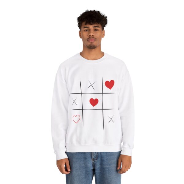 Tic Tac Toe Heart Sweatshirt, Valentines Day Gift, Kids Playful Sweat, Unisex Crewneck Pullover - Image 2