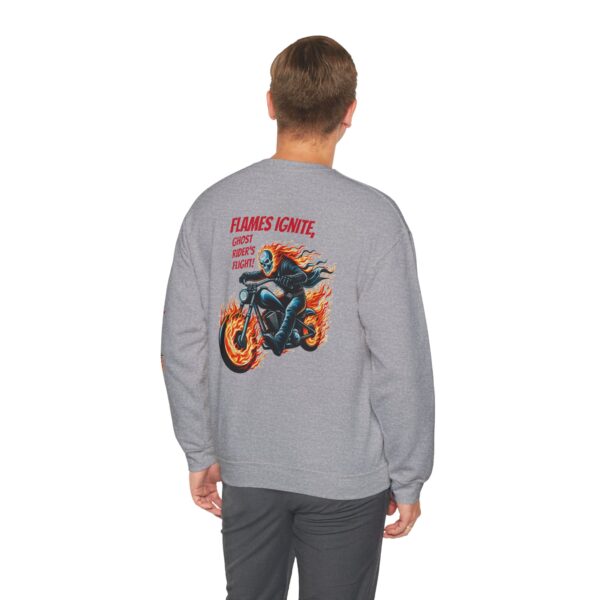 Ghost Rider Fire Bike Crewneck Sweatshirt, Motorcycle Flames Jumper, Gothic Biker Top - Image 9