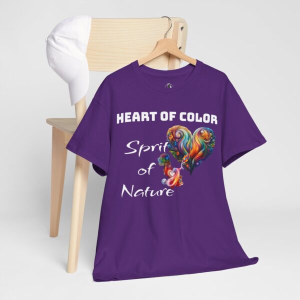Heart of color spirit of nature Tee - Unisex Heavy Cotton Shirt, Earth Day Gift, Nature Lover Apparel, Colorful T-Shirt - Image 2