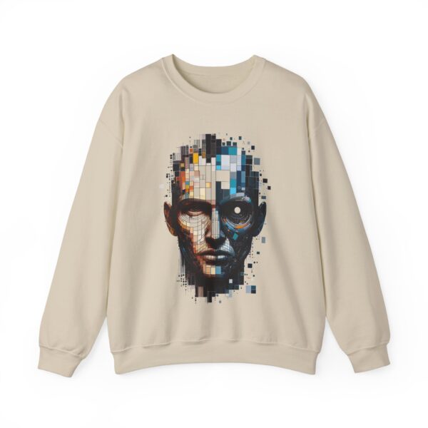 Pixelated Face Crewneck Sweatshirt, Trendy Streetwear, Gift for Art Lovers, Unisex Apparel, Perfect for Everyday Wear - Image 5