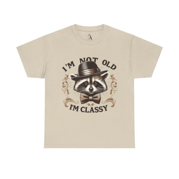 Classy Raccoon Unisex Heavy Cotton Tee - Funny Gift for Birthdays, Animal Lovers, Casual Wear, Vintage Style, Unique Graphic Tee - Image 4