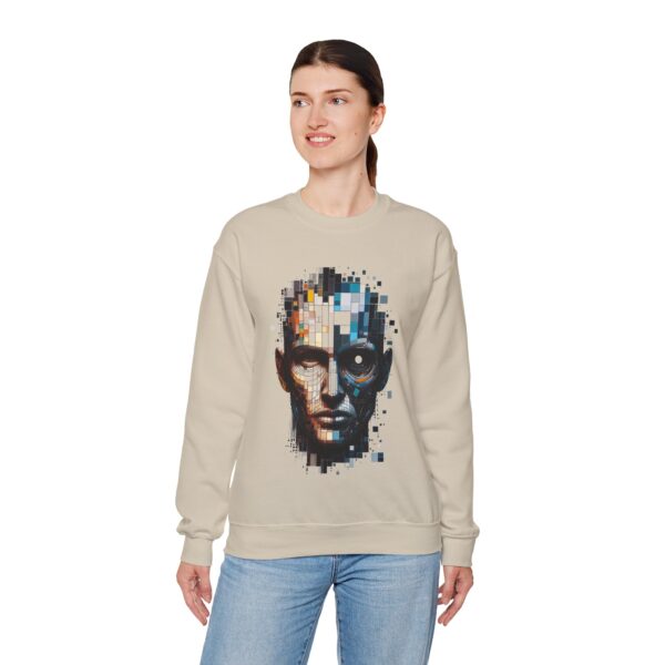 Pixelated Face Crewneck Sweatshirt, Trendy Streetwear, Gift for Art Lovers, Unisex Apparel, Perfect for Everyday Wear - Image 6
