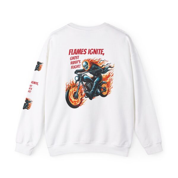 Ghost Rider Fire Bike Crewneck Sweatshirt, Motorcycle Flames Jumper, Gothic Biker Top - Image 3