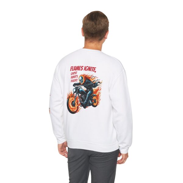 Ghost Rider Fire Bike Crewneck Sweatshirt, Motorcycle Flames Jumper, Gothic Biker Top - Image 5