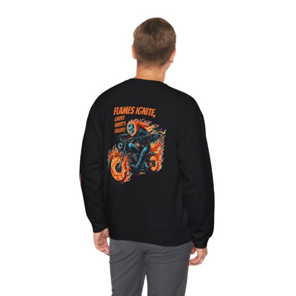 Ghost Rider Fire Bike Crewneck Sweatshirt, Motorcycle Flames Jumper, Gothic Biker Top - Image 7